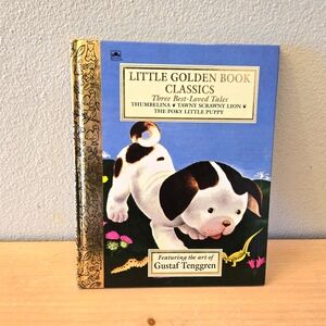 1992 Three Little Golden Book Classics Thumbelina Poky Little Puppy Tawny Lion